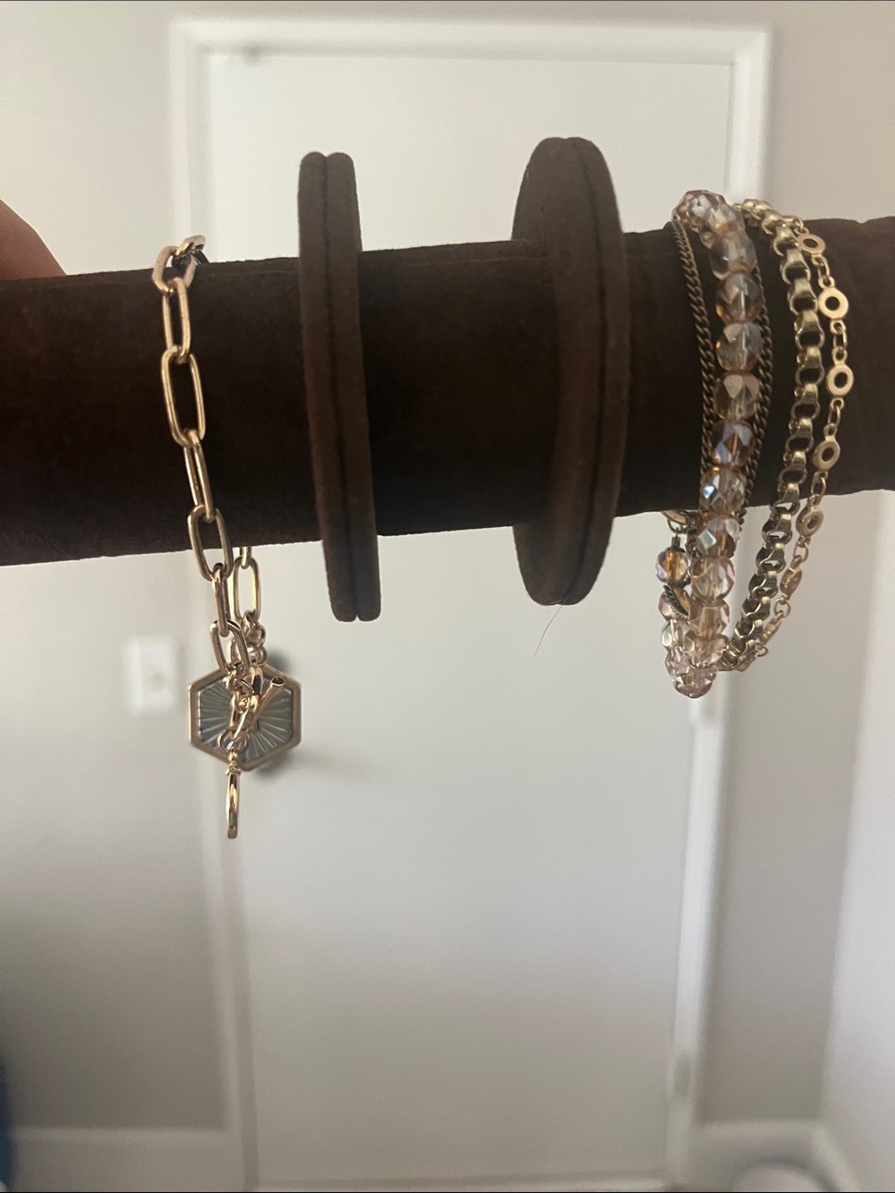 NWOT: Gold Tone Layered Charm Bracelet and Gold Chain Link with Keyhole Pendant